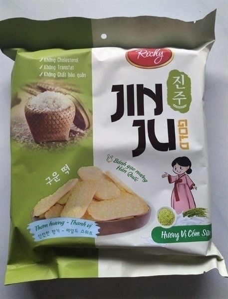 Bk-bánh gạo nướng Hàn Quốc jinju Hương cốm sữa 145g/16 gói