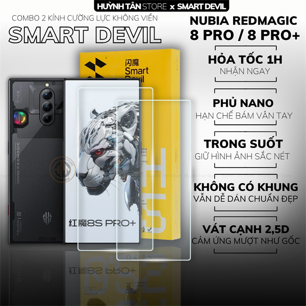 COMBO 2 KÍNH CƯỜNG LỰC REDMAGIC 8S PRO / 8S PRO PLUS trong suốt dán màn hình chính hãng Smart Devil