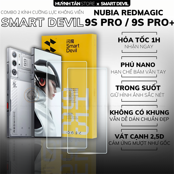 COMBO 2 KÍNH CƯỜNG LỰC REDMAGIC 9S PRO / 9S PRO PLUS trong suốt dán màn hình chính hãng Smart Devil