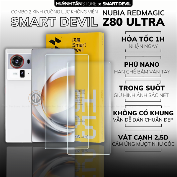 COMBO 2 KÍNH CƯỜNG LỰC REDMAGIC Z80 ULTRA trong suốt dán màn hình chính hãng Smart Devil