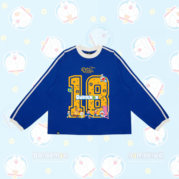YOUTHPOWER Áo Thun Tay Dài Boxy DORAEMON 18 Unisex Cotton 250gsm Cổ Tròn Việt Nam Form Rộng Thoải Mái Cho Nam Nữ Nhiều Màu Sắc