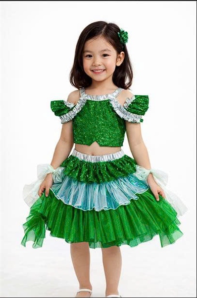 Set váy kim sa xanh lá