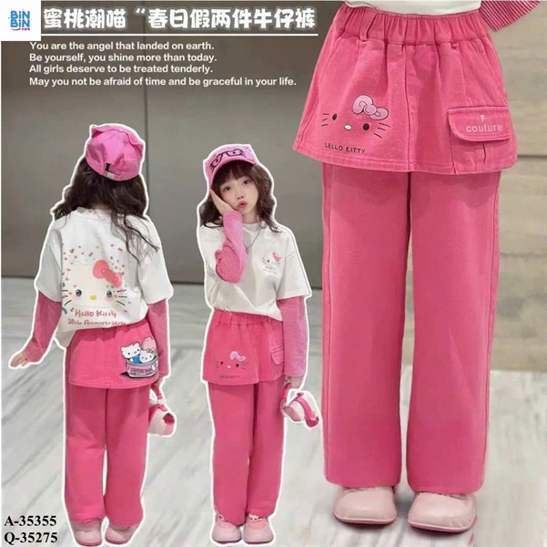 35355-Áo thun Kitty trắng nơ hồng