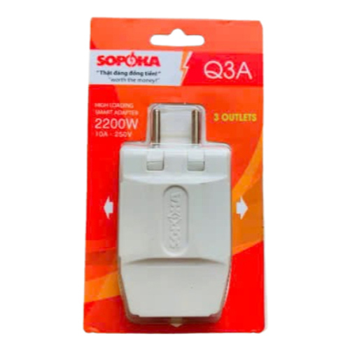 Ổ Chia Điện 3 Lỗ Loại Dẹp Q3A SOPOKA (Đóng vỉ)