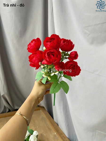 Trà nhí - đỏ - Hoa cành ngắn - Hoa Lụa Vân Vượng