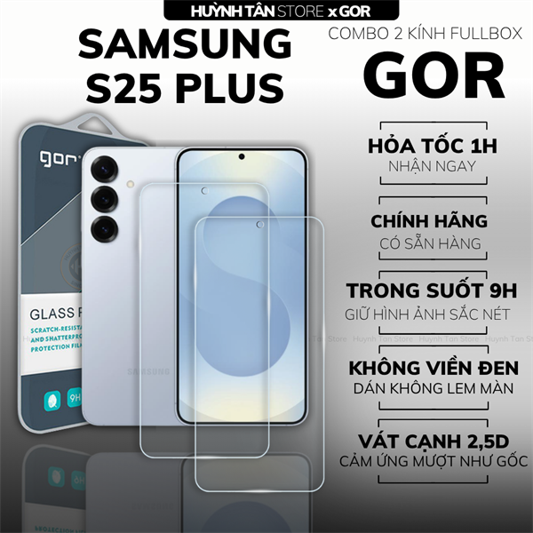 COMBO 2 KÍNH CƯỜNG LỰC SAMSUNG S25 PLUS TRONG SUỐT CHÍNH HÃNG GOR