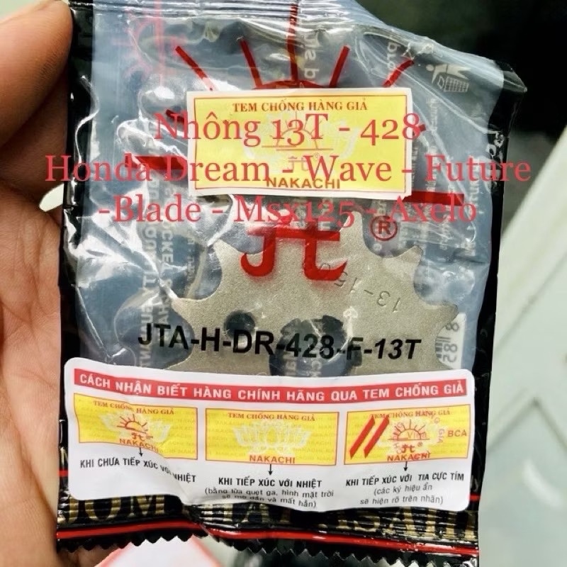Nhông Mặt Trời 13T - 428 Honda _ Tem nhiệt Jomthai Asahi