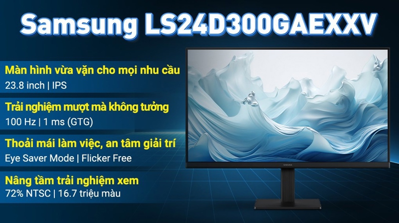 Màn hình Samsung LS24D300GAEXXV 24 inch (FHD 1920 x 1080/ IPS/ 100Hz/ 5 ms)