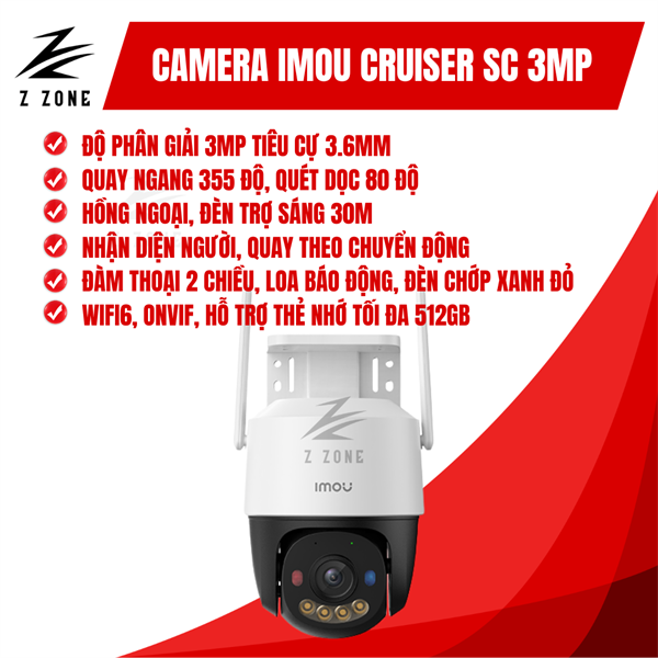 Camera Imou IPC-K7FP-3H0WE Cruiser SC 3MP - Độ phân giải cao, Tầm nhìn xa ban đêm