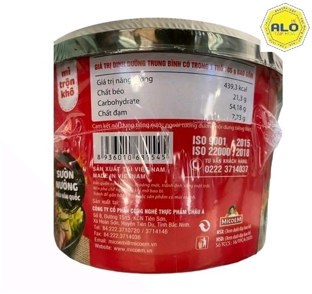 Mì trộn Cung Đình Kool vị sườn nướng tô 105g