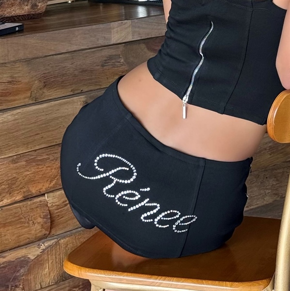 Chân Váy TWENTI Micro Skirt Cực Ngắn Đính Đá Renee - VÁY Đen - 1