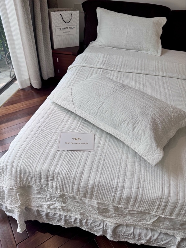 Bộ ga "Cát mịn"| Cotton mài cát siêu mềm - Chần full 4 món , Vỏ chăn chần 200x230 cm - Chần sọc viền bèo - JF05.03