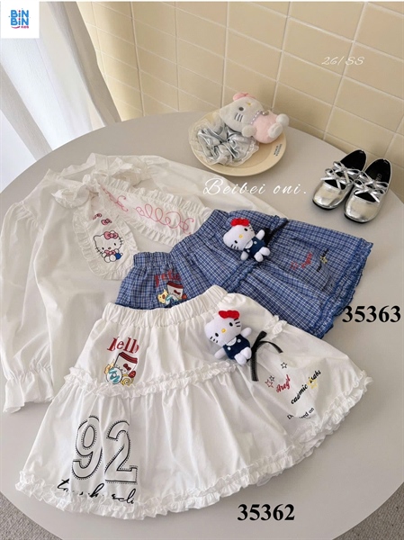35363-CV số 92 đính Kitty caro xanh