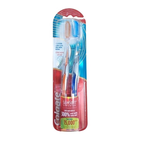 Bộ đôi bàn chải đánh răng Colgate slimsoft advanced siêu mềm mảnh chăm sóc nướu