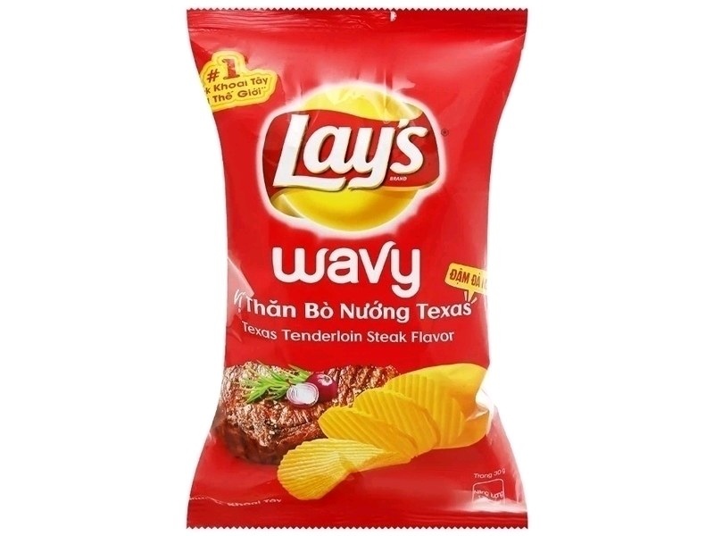Lay's snack wavy vị thăn bò nướng texas 90g