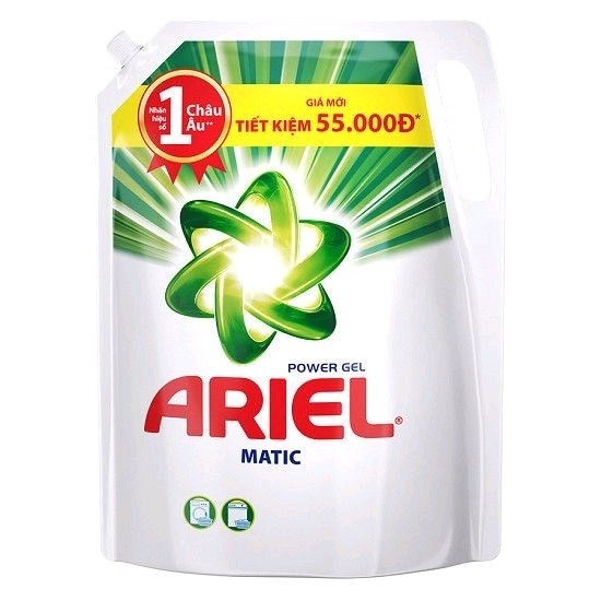 Nước giặt đậm đặc Ariel sạch nhanh túi 2.4kg
