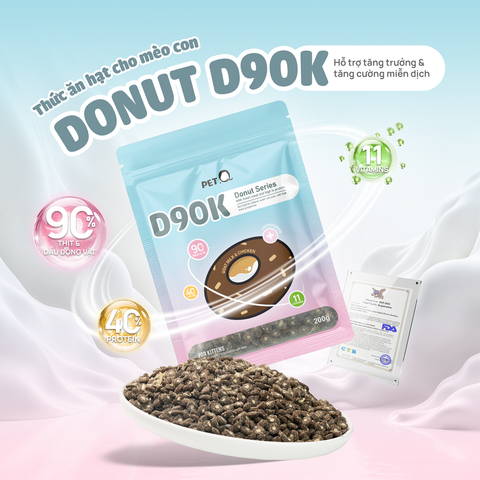 Thức ăn hạt mèo mix gà sấy Donut D90K | PetQ