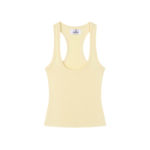 Áo Ba Lỗ TWENTI Thun Gân Mỏng Khoét Ngực Sâu Đi Biển - Vàng trơn - Freesize