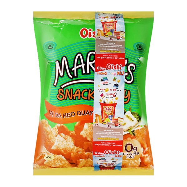 Snack chay vị da heo quay martys Oishi gói 45g