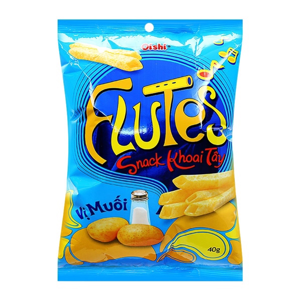 Snack khoai Tây vị muối flutes Oishi gói 40g
