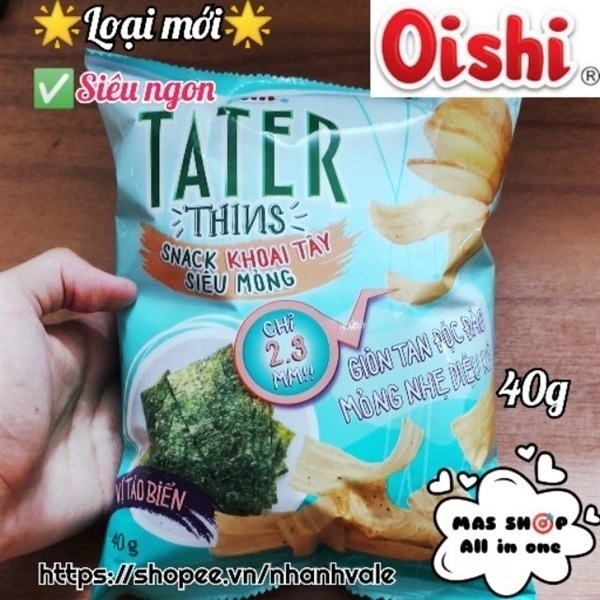 Bánh snack Oishi khoai Tây siêu mỏng tater thins vị tảo biển 80g