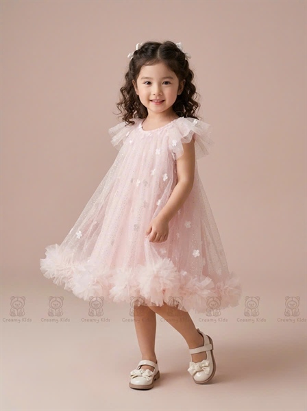 Váy voan đính hoa Helia 26013 - Hồng