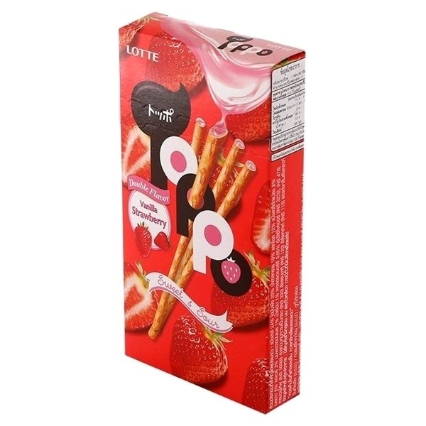 Bánh que Toppo Double flavor vanilla strawberry Lotte 40g