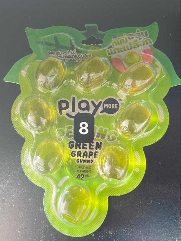 Kẹo dẻo trái cây play more hình quả nho xanh 42g