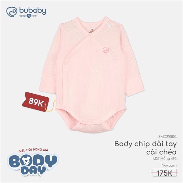 MD2105 - 3M/9M Body chip dài tay cổ chồm Molist Bubaby - Hồng 493