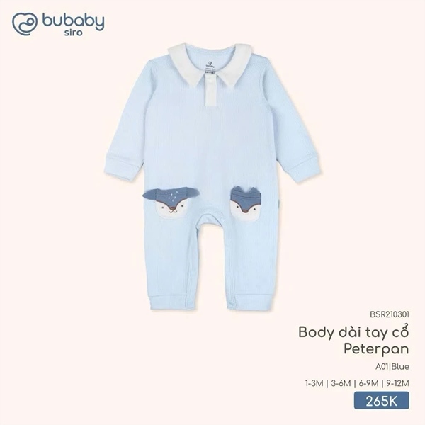 SR2103 - 3M/6M Body dài tay cổ Peterpan Bubaby - Blue