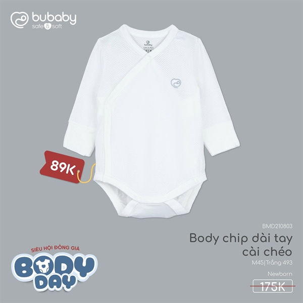 MD2105 - 3M/9M Body chip dài tay cổ chồm Molist Bubaby - Trắng 493