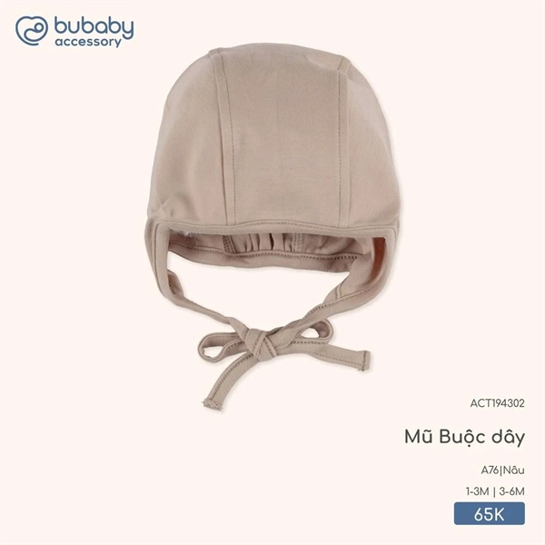 CT1943 - 3M/6M Mũ Buộc dây Bubaby - Nâu
