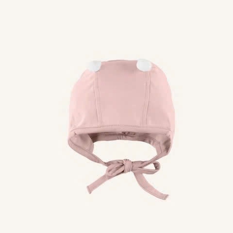 BC1943 - 6M/12M Mũ Buộc dây Quả bông Bonnet Muda Bubaby - Hồng 16K