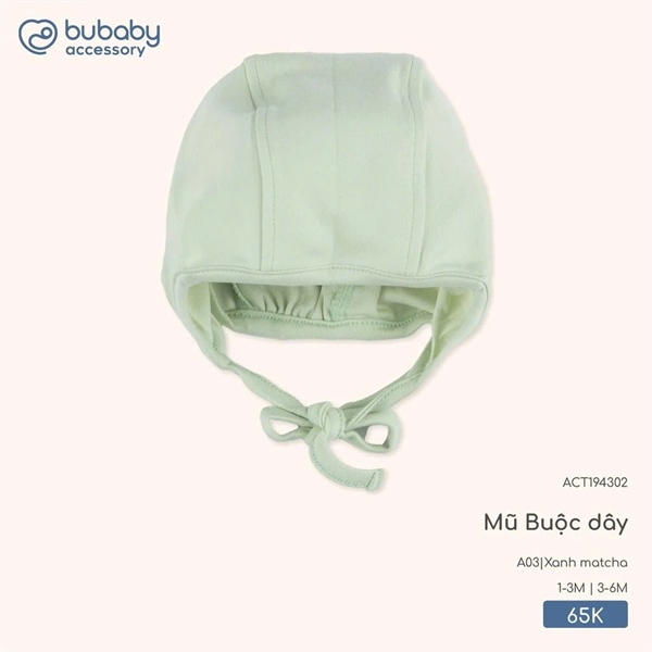 CT1943 - 3M/6M Mũ Buộc dây Bubaby - Xanh matcha