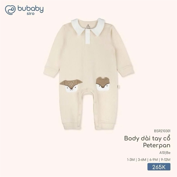 SR2103 - 3M/6M Body dài tay cổ Peterpan Bubaby - Be