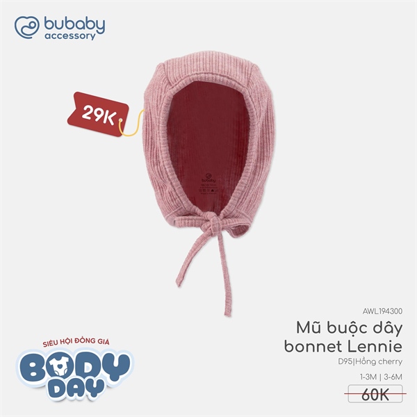 WL1943 - Mũ Buộc dây bonnet Lennie Bubaby - Hồng cherry