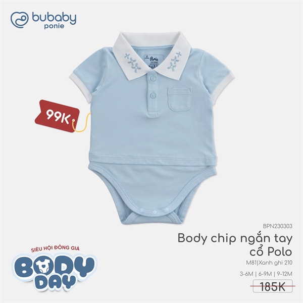 PN2303 - Body chip ngắn tay cổ Polo Bubaby - Xanh ghi 210