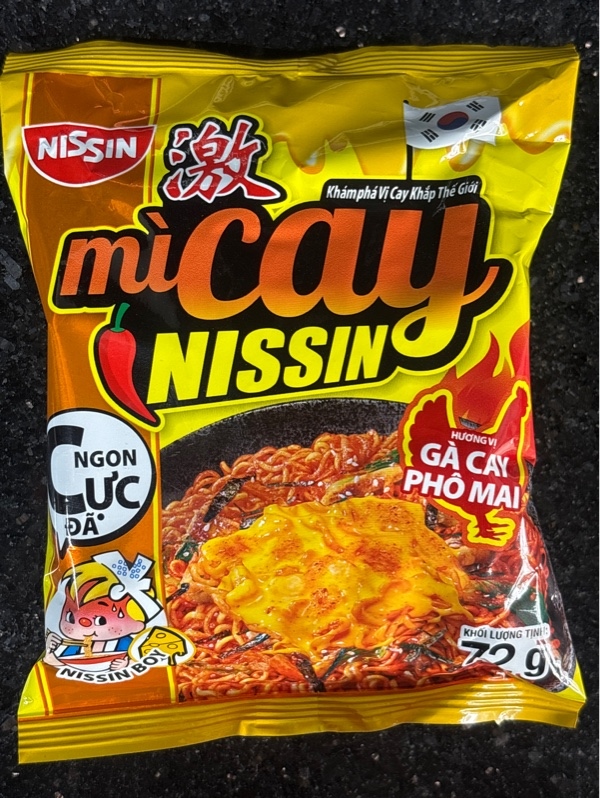 Mì cay Nissin Mì xào Hương Vị Gà Cay Phô Mai Hàn Quốc