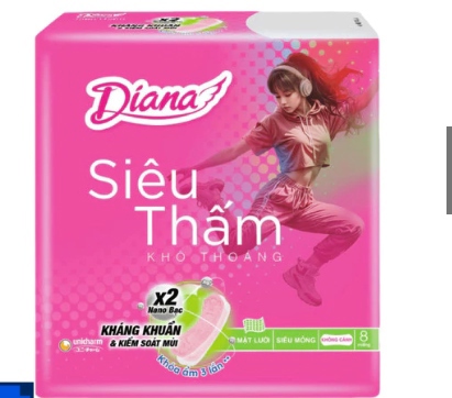 BVS Diana Siêu thấm (Khô thoáng) (Siêu mỏng - Không Cánh) (Bịch 6 Gói) (Gói 8 miếng) - Unicharm