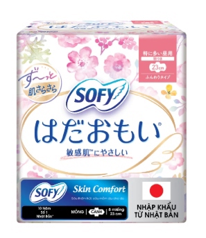 BVS Sofy Skin Comfort 23cm (Mỏng - Cánh) (Bịch 6 Gói) (Gói 8 miếng) - Japan