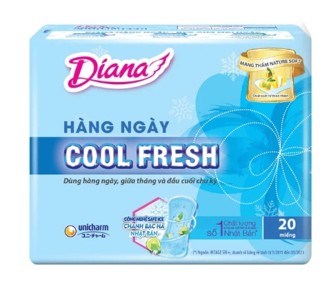 BVS Diana Hàng ngày Cool Fresh (Mỏng) (Bịch x 6 gói) (Gói 20 miếng) - Unicharm