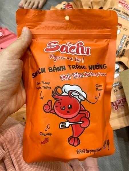 Snack bánh tráng nướng phủ tôm nướng cay 45g