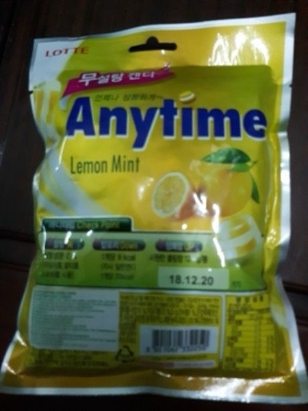 Kẹo ngậm Hương chanh Bạc Hà Anytime gói 74g Kẹo ngậm Hương chanh Bạc Hà Anytime gói 74g