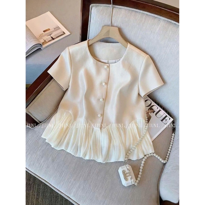 Áo lụa satin phối bèo