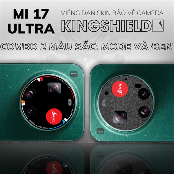 Bộ 2 dán kính camera Xiaomi Mi 17 Ultra skin da in uv logo Leica chống trầy xướt KINGSHIELD