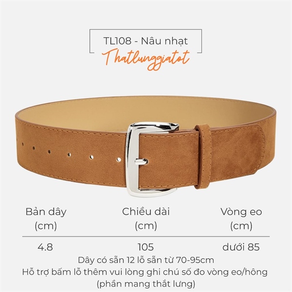 Thắt lưng y2k bản to da lộn cá tính cho nữ phong cách Maillard