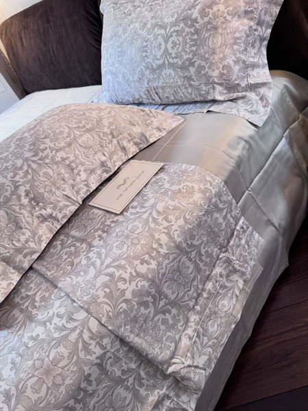 Bộ ga TigerRose "Elena" màu Be in hoa văn cổ điển, đối xứng | Cotton Ai Cập - LF02.01 - Be nâu