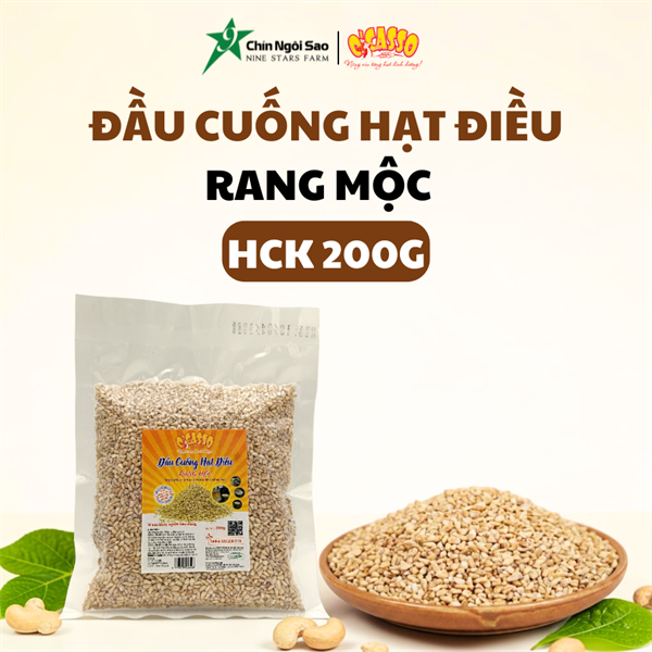 Đầu Cuống Hạt Điều Rang Mộc (mầm điều, còi điều) O'Casso - Túi HCK 200G/500G/1KG.