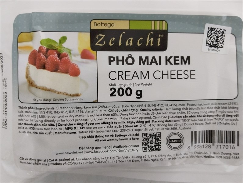 Phô mai kem Bottega Zelachi 200g