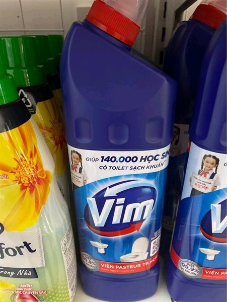 Unilever Vim chất tẩy rửa bồn cầu & nhà tắm chai 880ml xanh biển